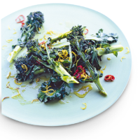 Purple-sprouting broccoli with chilli & lemon